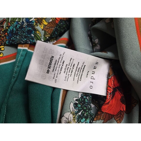 Sandro Paris Women's Maxi Dress Womens 38 US 6 Medium Green Floral - Picture 12 of 13